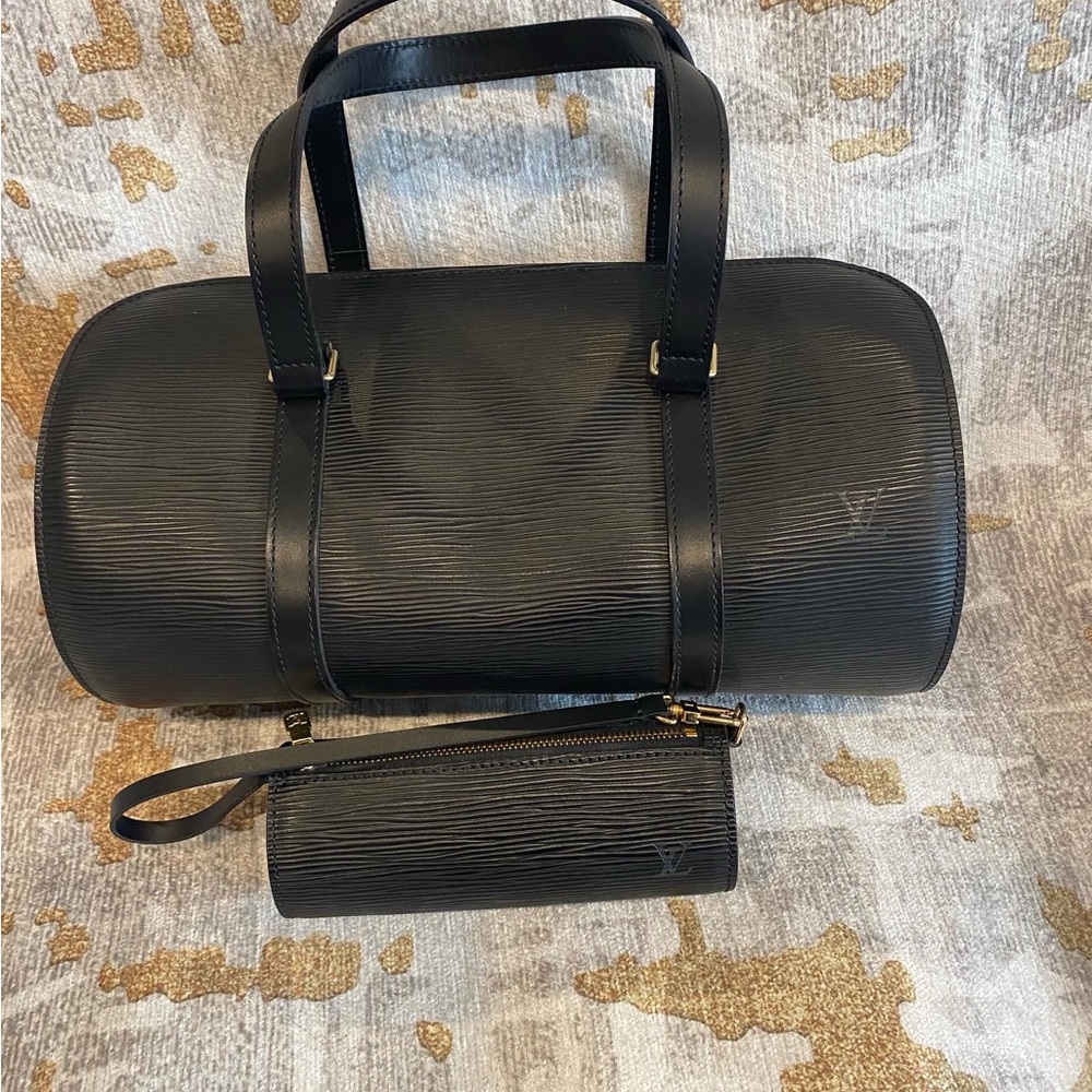 Louis Vuitton Black Epi Soufflot Bag with Baby